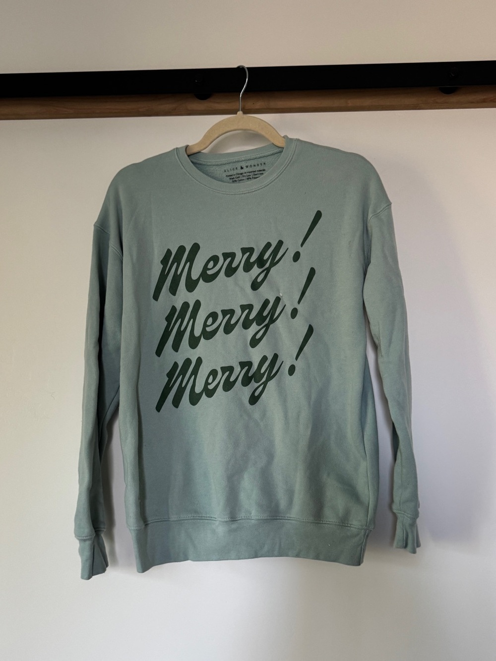Merry! Merry! Merry! Light Sage Crewneck Sweatshirt - Alice and Wonder